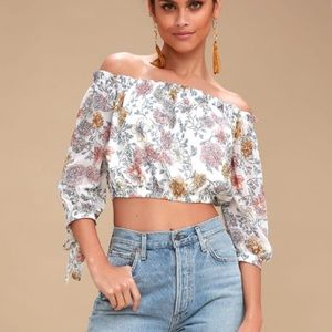 JOA | CARLILE IVORY FLORAL PRINT CROP TOP